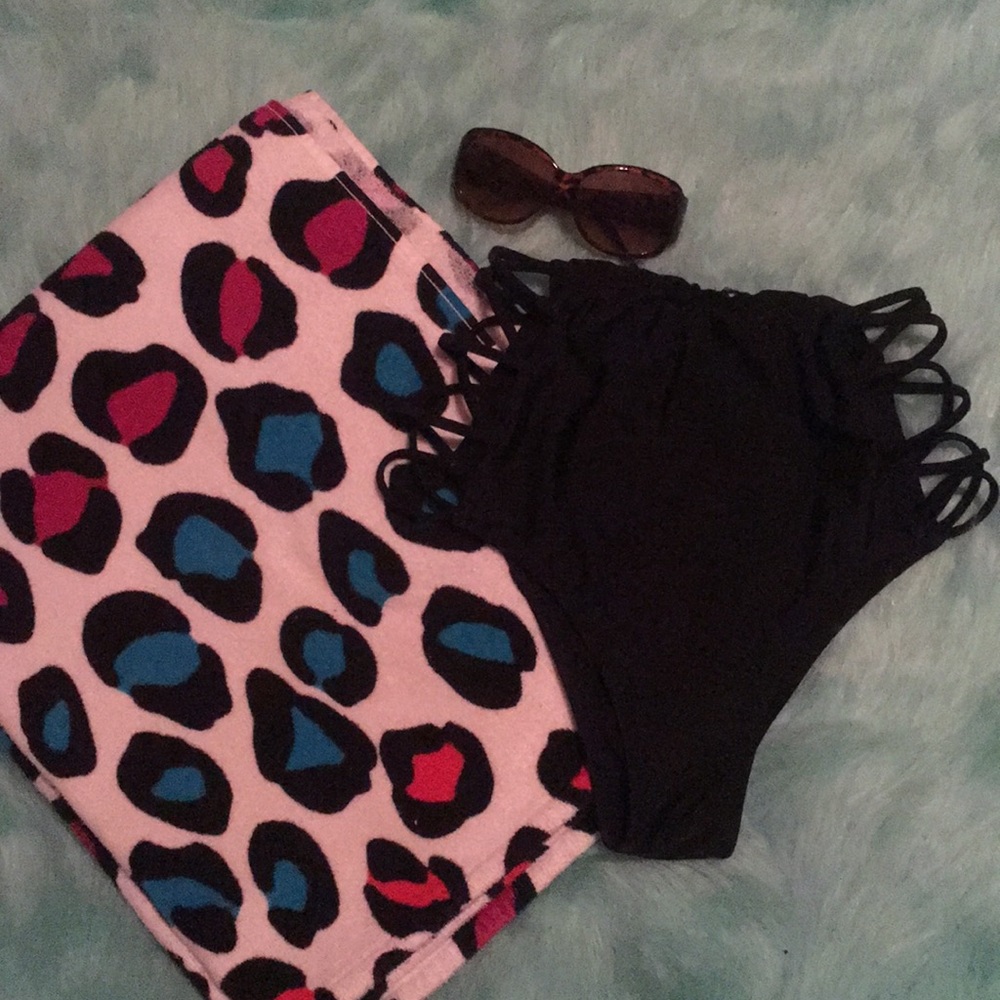 Strappy black bathing suit bottom
